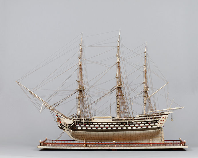 A Superb Large French Napoleonic Prisoner of War Work Model of H.M.S ‘Temeraire’